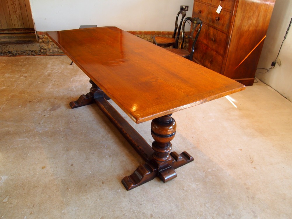 Table Oak refectory dining farmhouse c1920 View XIII