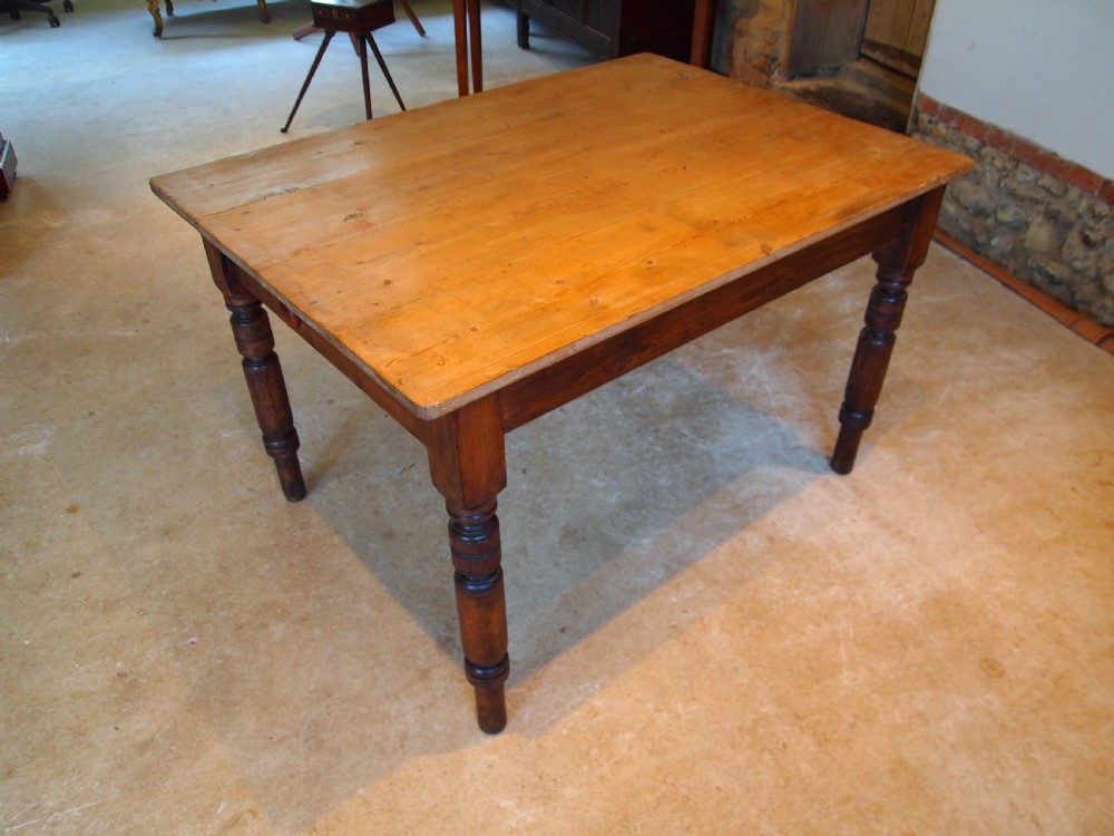 Table Victorian Pine scrub top farmhouse dining table c1880 View VI