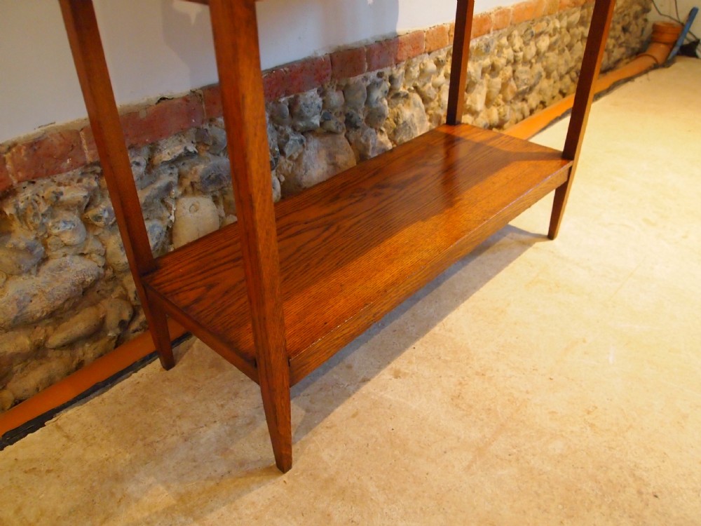 Table rare Arts and Crafts Oak hall lamp console c1900 View V