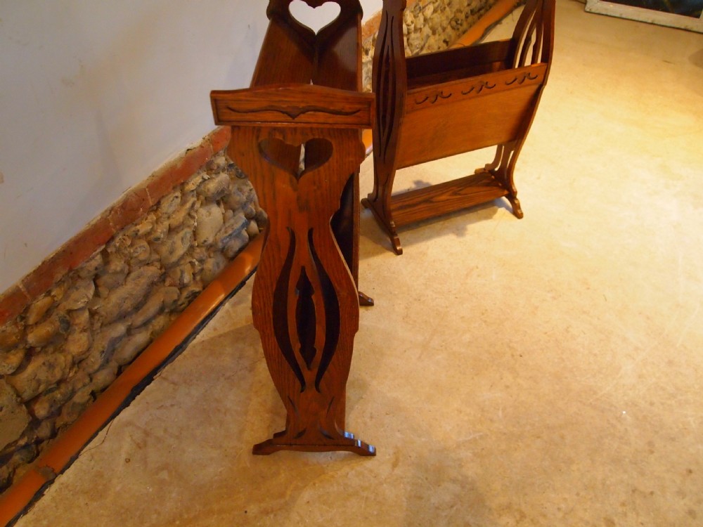 Bookcase trough Canterbury rare pair Arts and Crafts Oak c1900 View XI