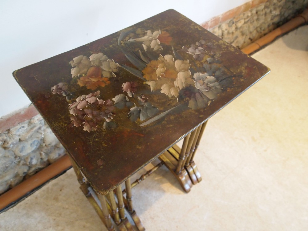 Tables nest of Victorian painted tables c1890 View II