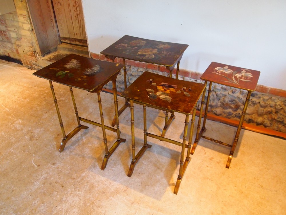 Tables nest of Victorian painted tables c1890 View V