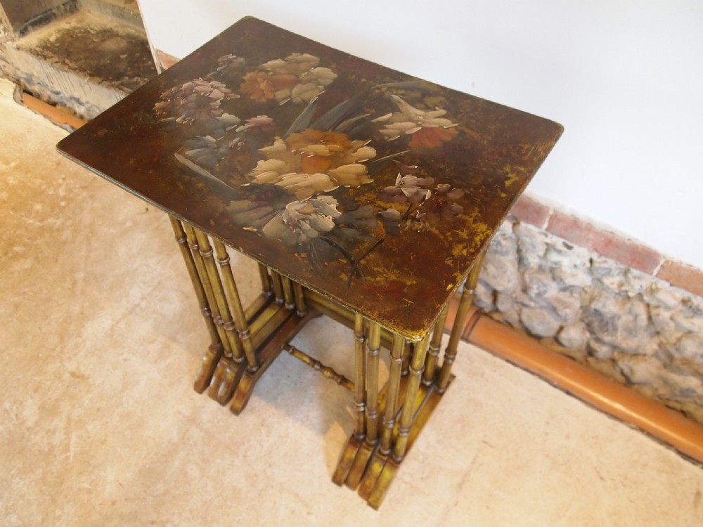 Tables nest of Victorian painted tables c1890 View VII