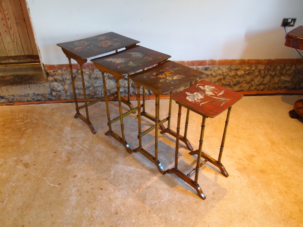 Tables nest of Victorian painted tables c1890 View IX