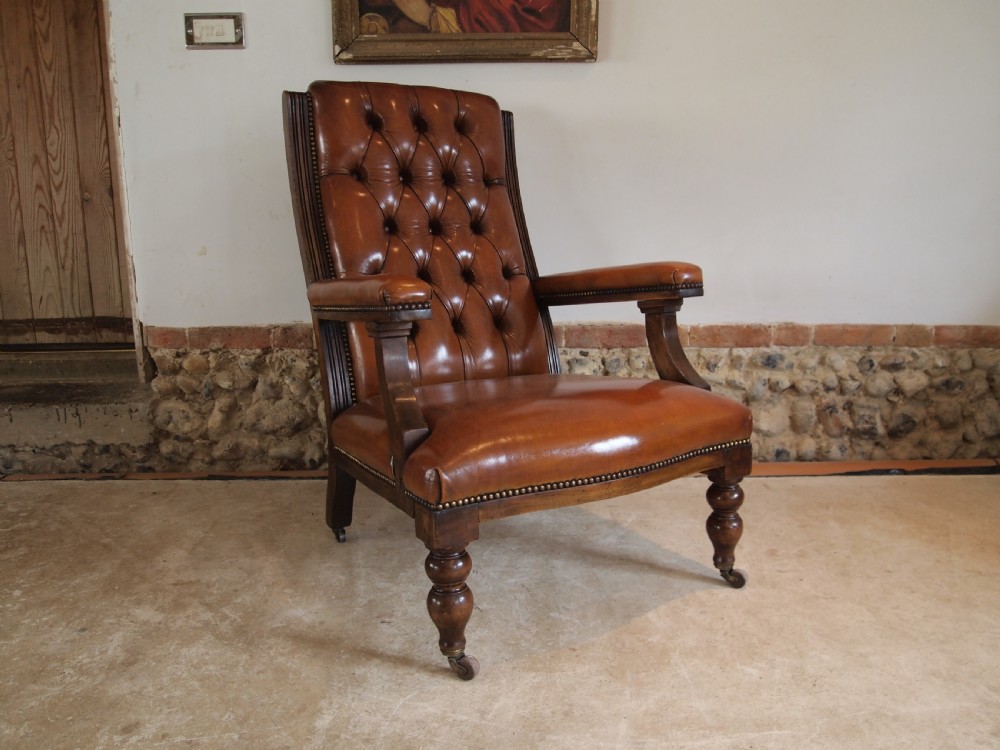Chair stunning Victorian library reading armchair c1870 View IX