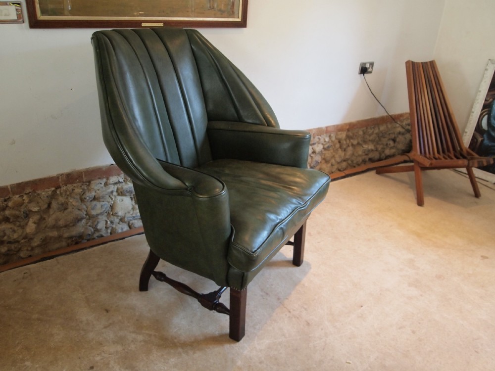 Armchair stunning Edwardian leather Mahogany c1900 View V