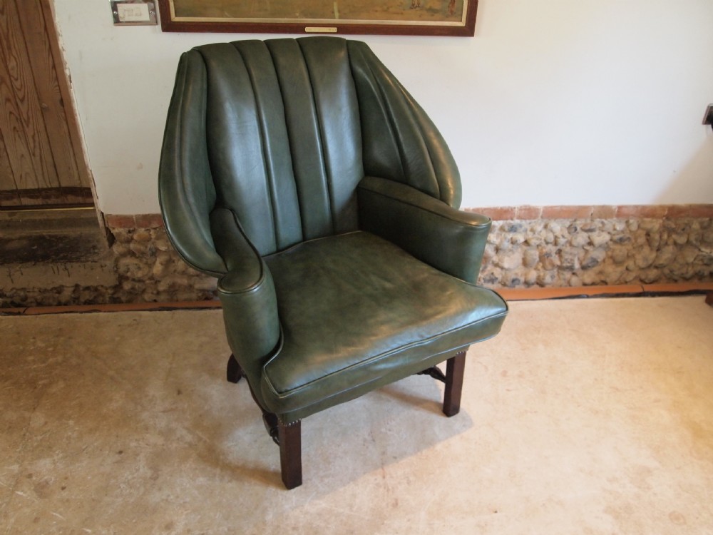 Armchair stunning Edwardian leather Mahogany c1900 View VIII