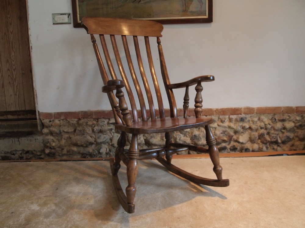 Chair rocking chair Victorian Windsor lathe back c1880