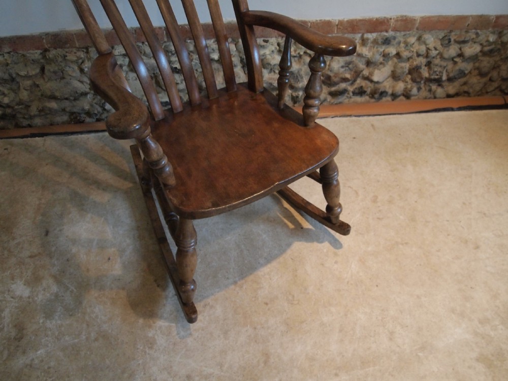 Chair rocking chair Victorian Windsor lathe back c1880 View V