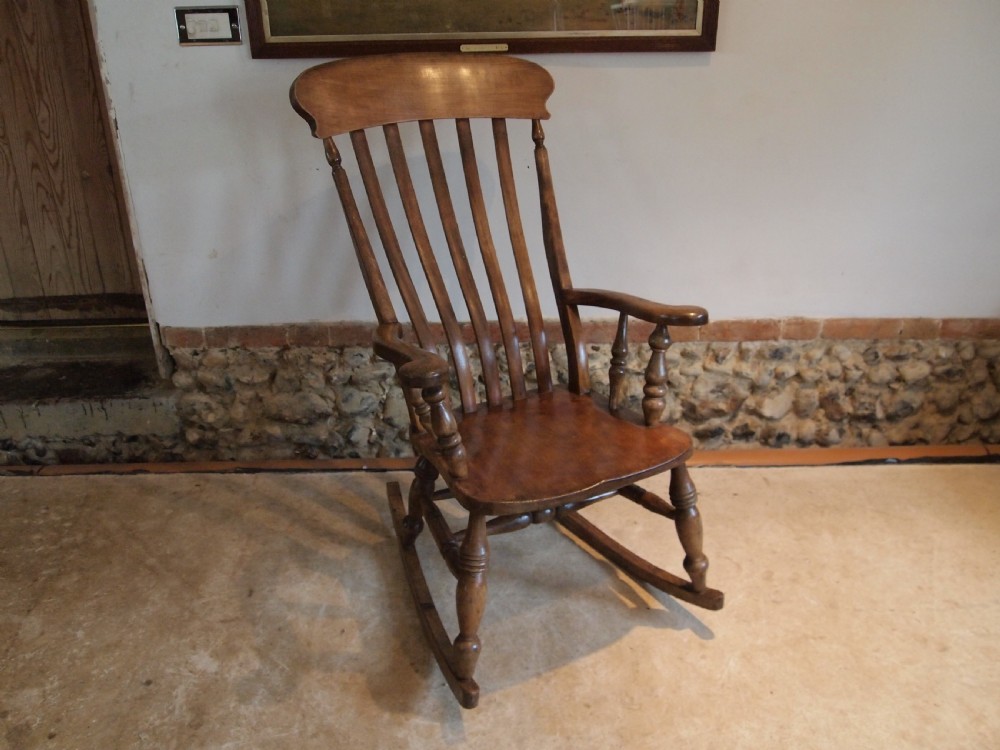 Chair rocking chair Victorian Windsor lathe back c1880 View VII