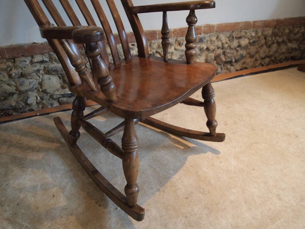 Chair rocking chair Victorian Windsor lathe back c1880 View VIII