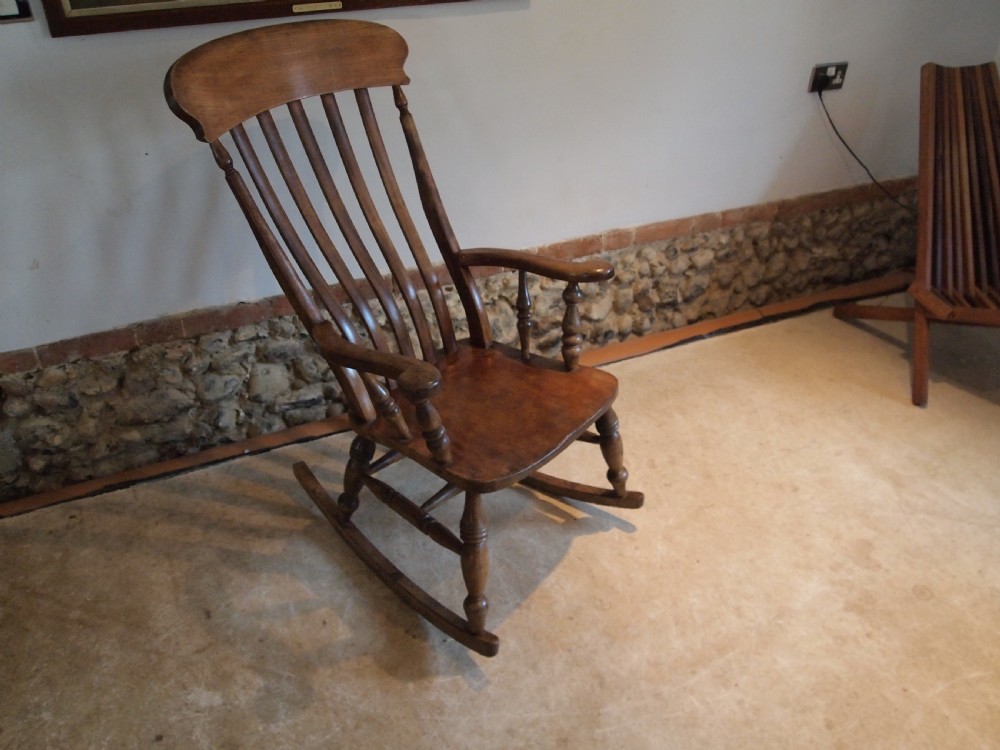 Chair rocking chair Victorian Windsor lathe back c1880 View IX