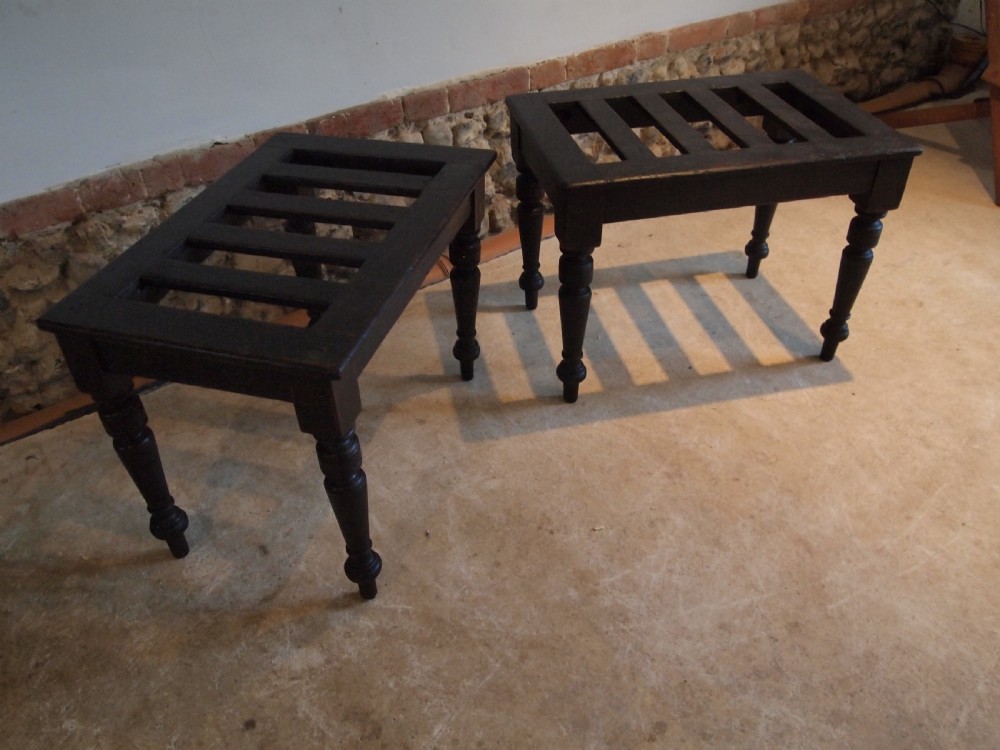 Pair of Victorian ebonised luggage stands c1880 View III