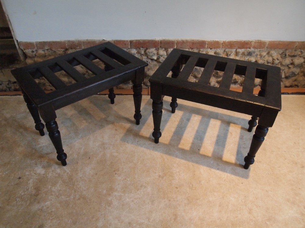 Pair of Victorian ebonised luggage stands c1880 View V