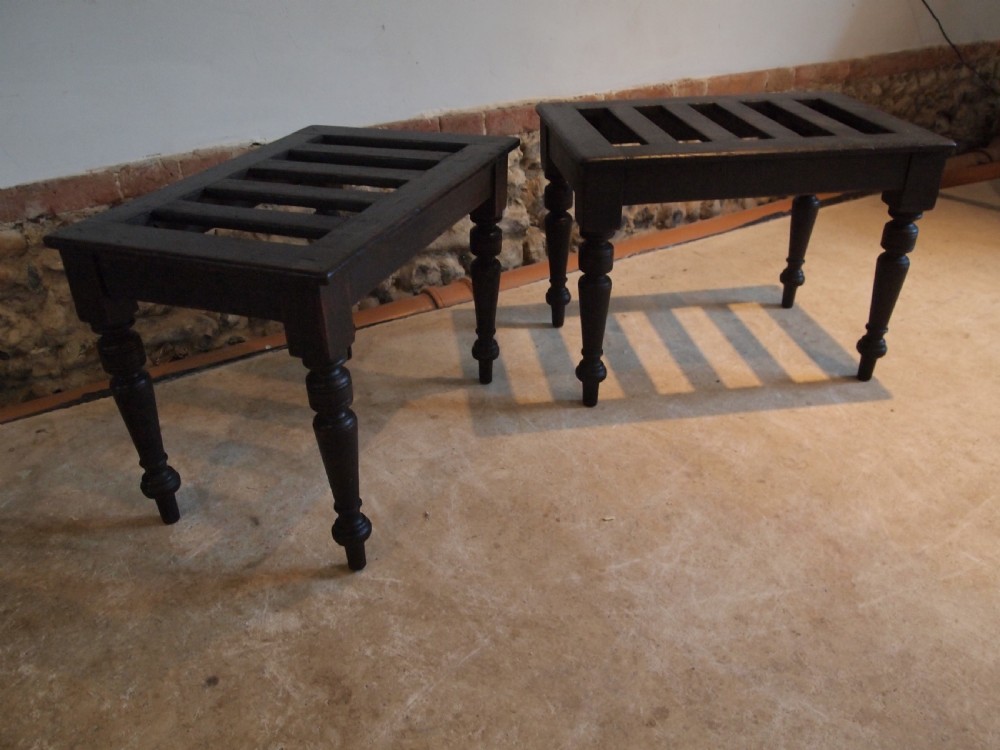 Pair of Victorian ebonised luggage stands c1880 View VI