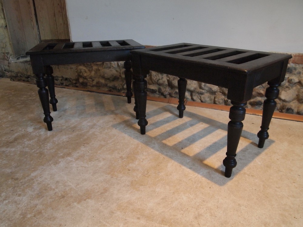 Pair of Victorian ebonised luggage stands c1880 View IX
