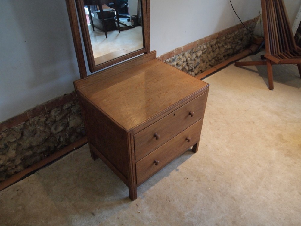 Dressing chest of drawers full length mirror Heals Oak c1920 View VI