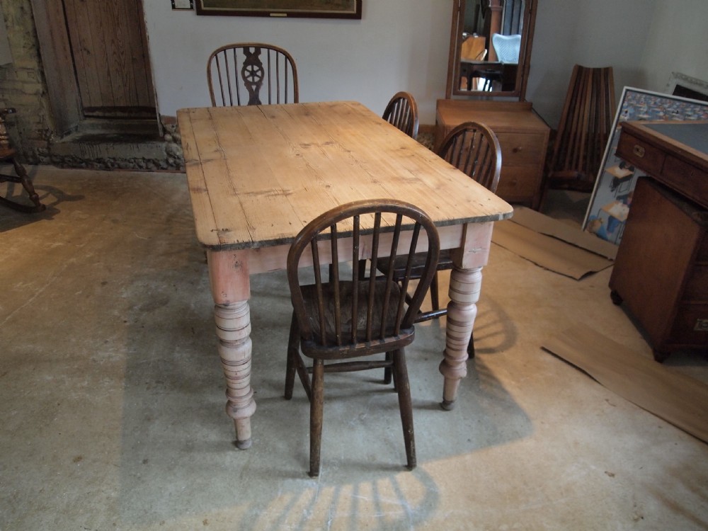 Table Victorian Pine scrub top dining farmhouse refectory c1880 View II