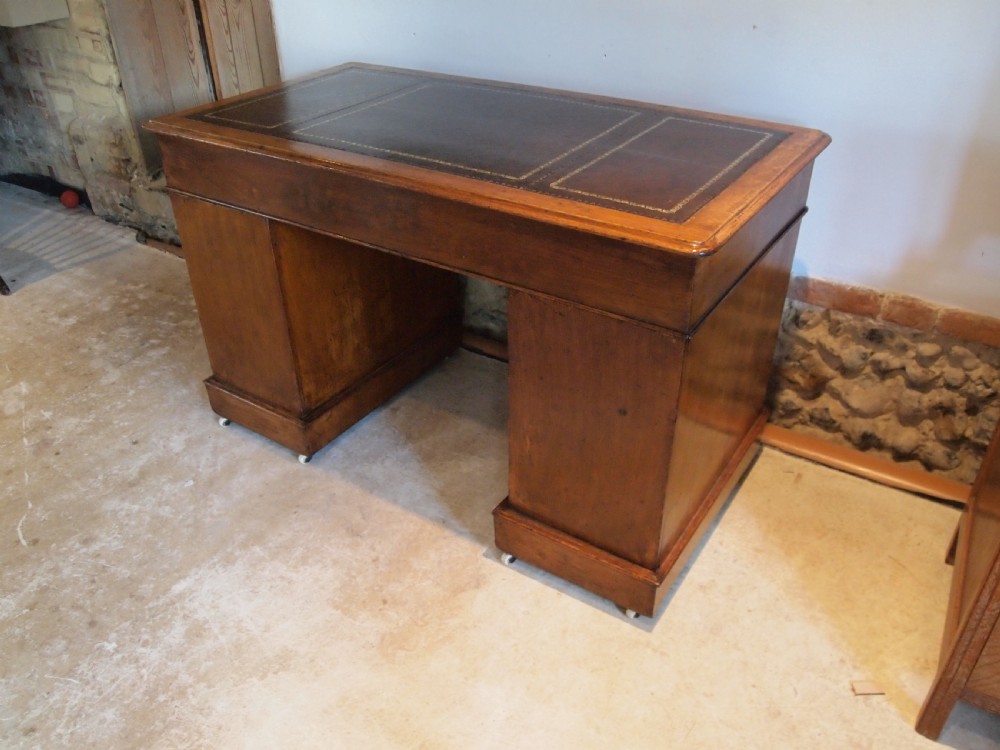 Desk Victorian Oak 3 part small proportions c1870 View VI