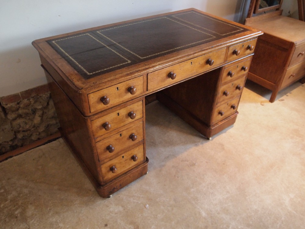 Desk Victorian Oak 3 part small proportions c1870 View VIII