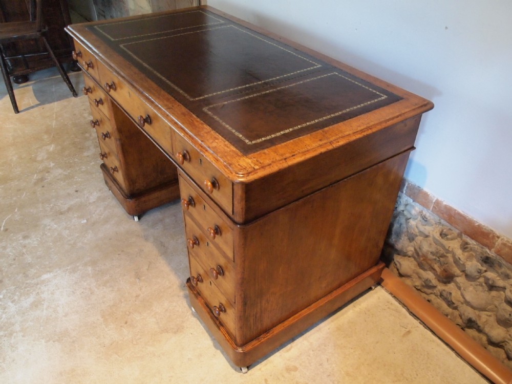 Desk Victorian Oak 3 part small proportions c1870 View X
