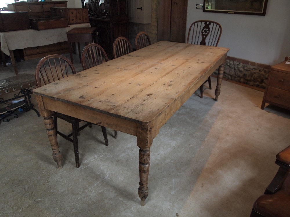 Table large Victorian farmhouse refectory Pine scrub top c1880