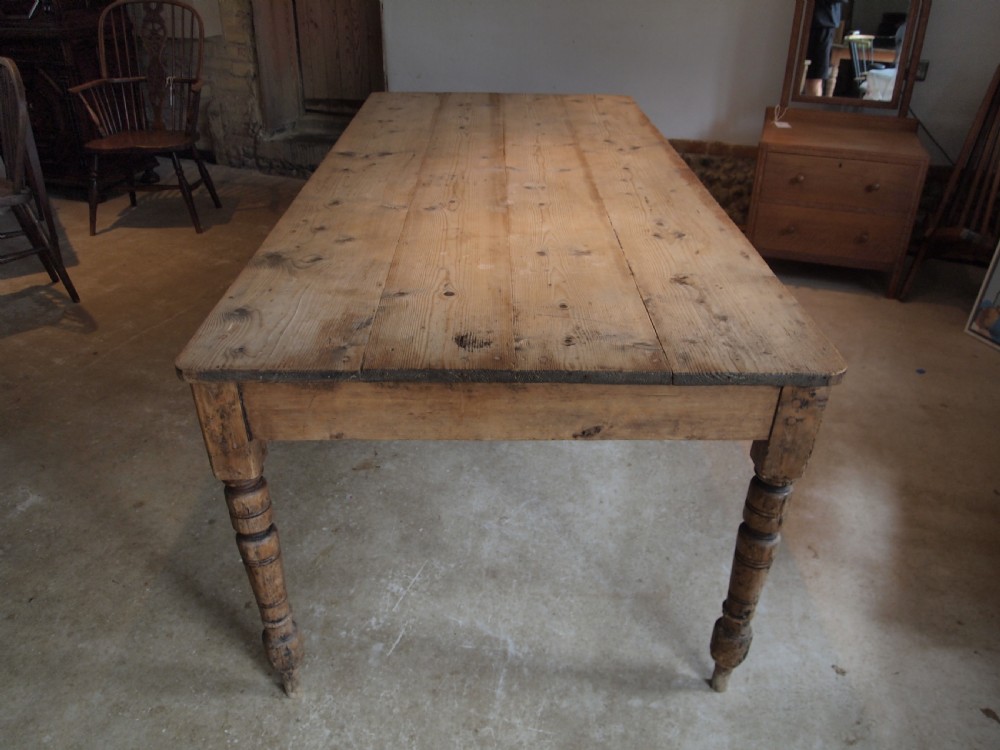 Table large Victorian farmhouse refectory Pine scrub top c1880 View III