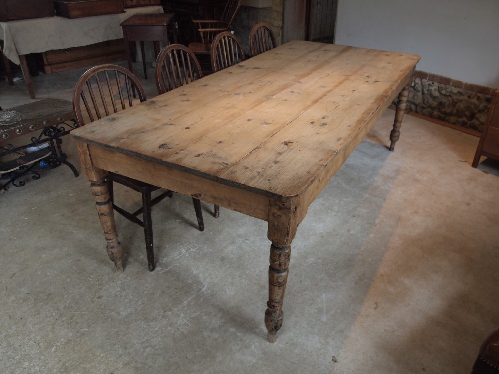 Table large Victorian farmhouse refectory Pine scrub top c1880 View V