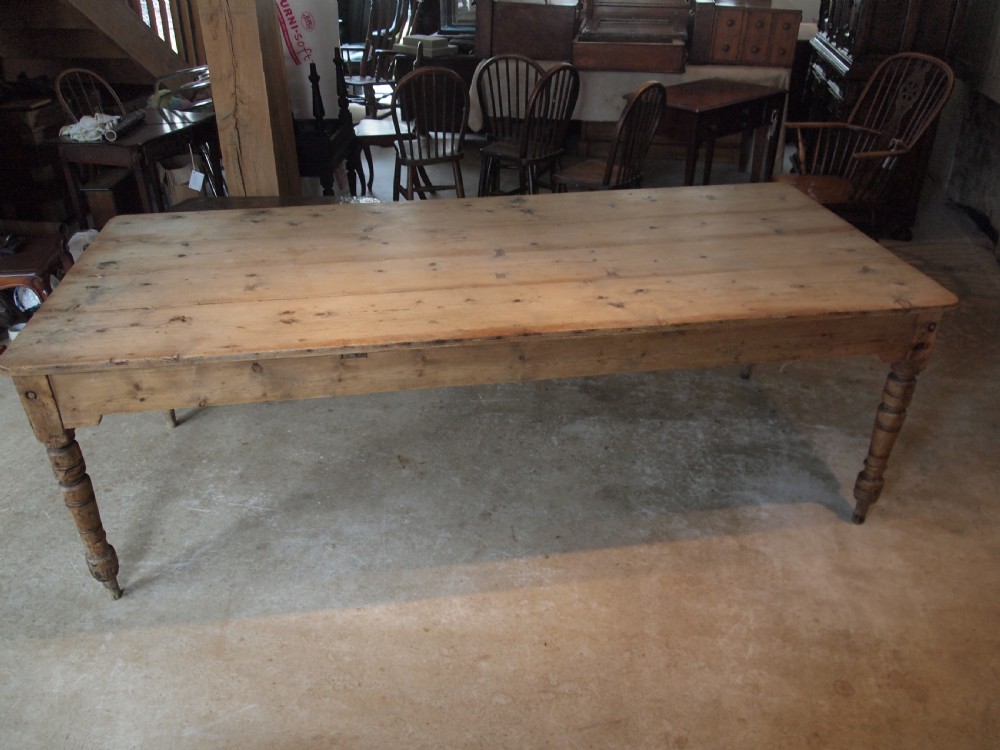 Table large Victorian farmhouse refectory Pine scrub top c1880 View VI