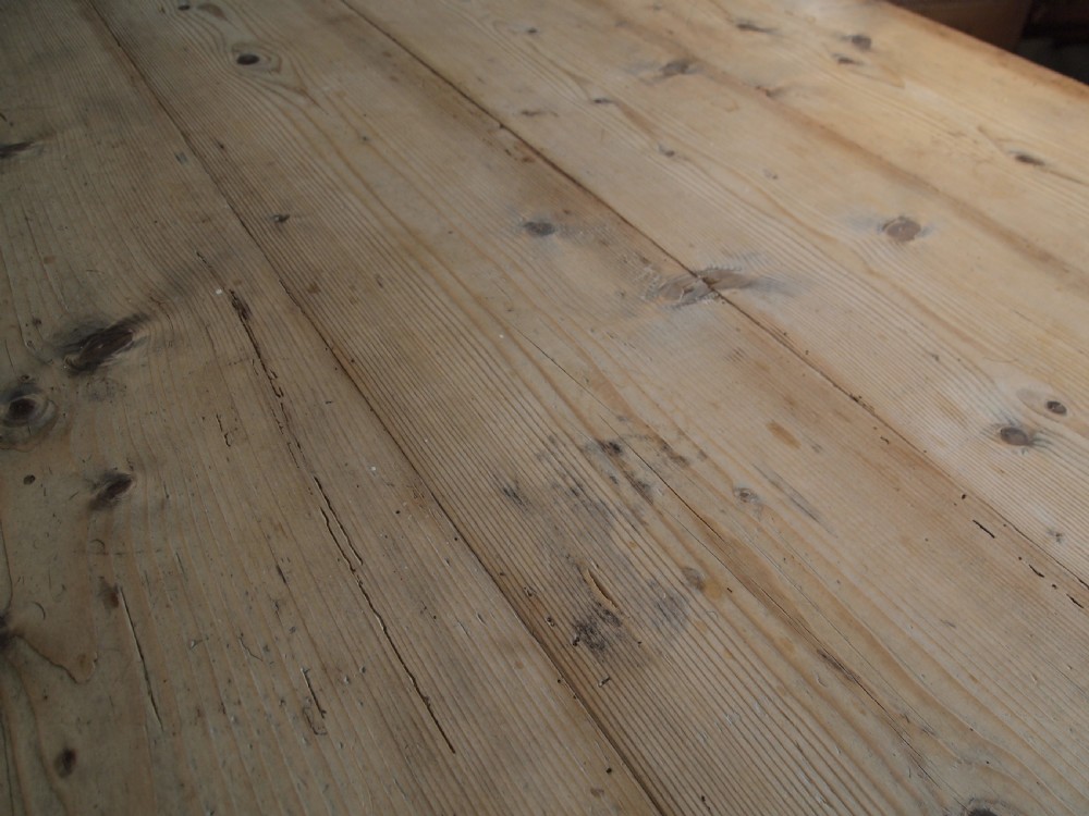Table large Victorian farmhouse refectory Pine scrub top c1880 View VII
