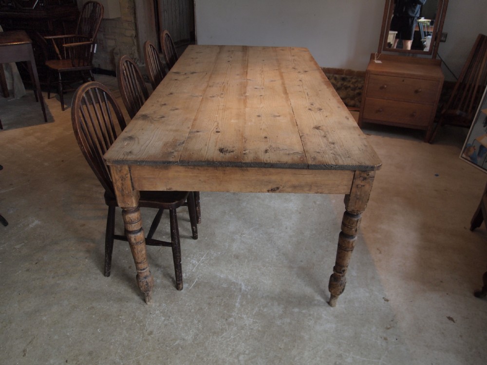 Table large Victorian farmhouse refectory Pine scrub top c1880 View VIII
