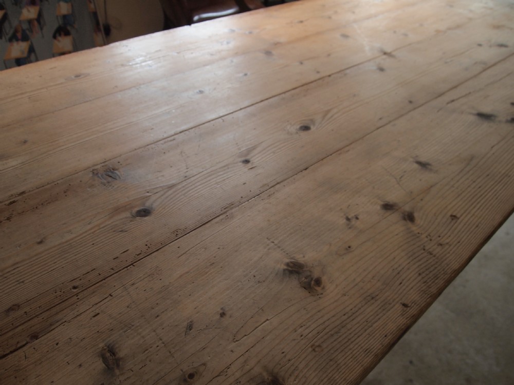 Table large Victorian farmhouse refectory Pine scrub top c1880 View IX
