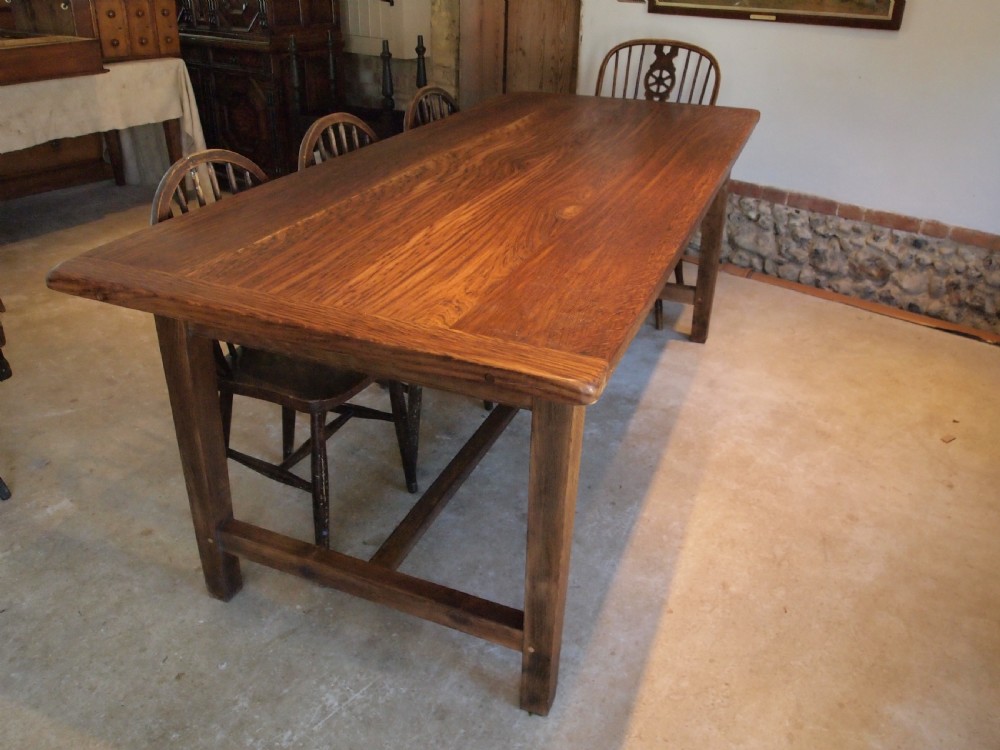 Table Farmhouse refectory dining Oak Edwardian c1900 View II