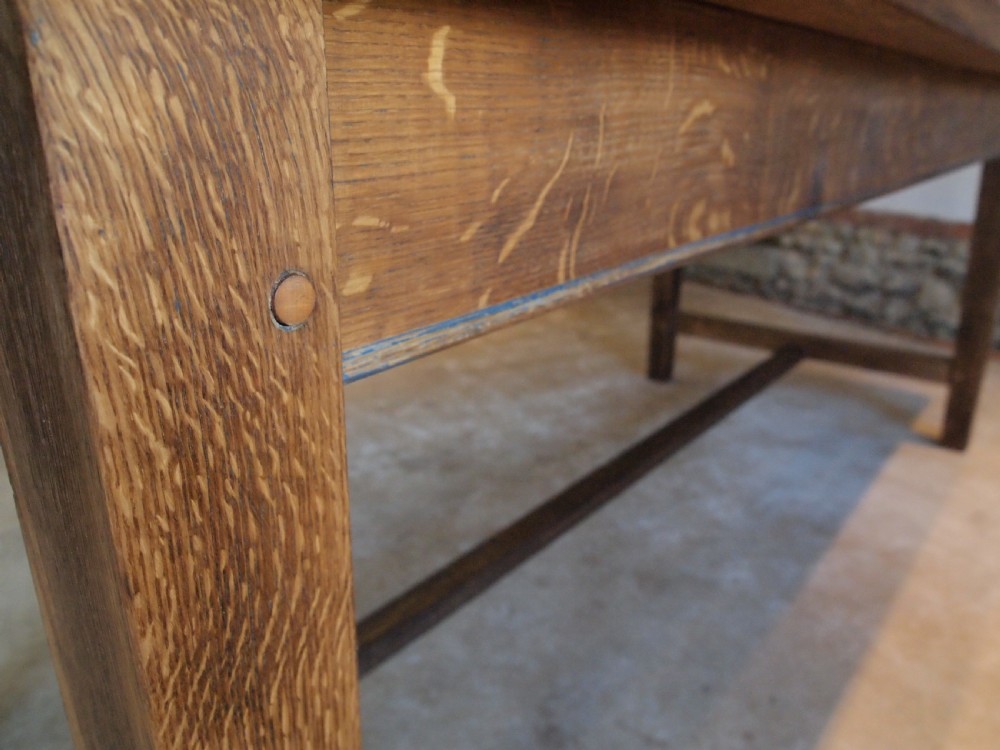 Table Farmhouse refectory dining Oak Edwardian c1900 View III