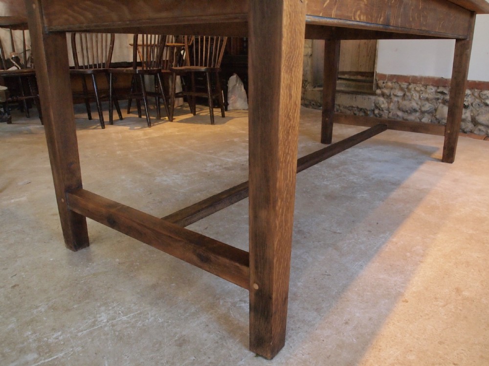 Table Farmhouse refectory dining Oak Edwardian c1900 View V
