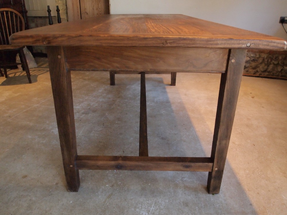 Table Farmhouse refectory dining Oak Edwardian c1900 View VI