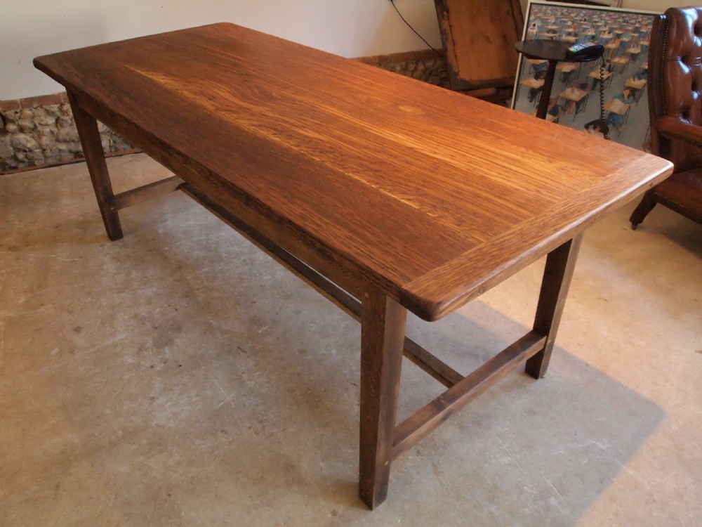 Table Farmhouse refectory dining Oak Edwardian c1900 View VII