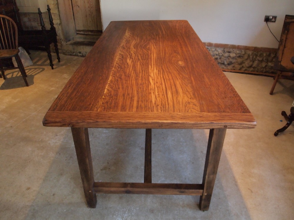 Table Farmhouse refectory dining Oak Edwardian c1900 View IX