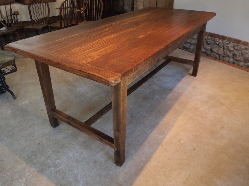 Table Farmhouse refectory dining Oak Edwardian c1900 View X