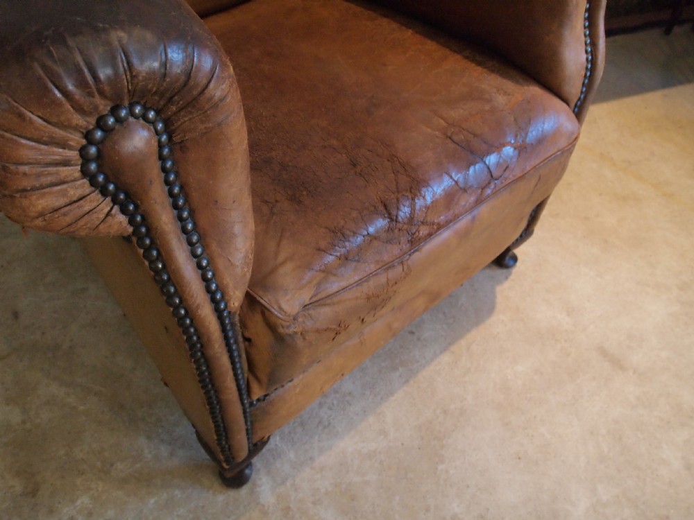 Chair Victorian Leather Club Armchair c1880 View III