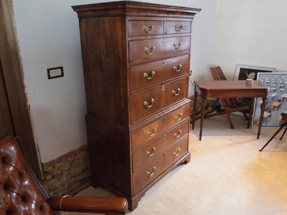 Chest on chest small fine George II Walnut c1740 View XII