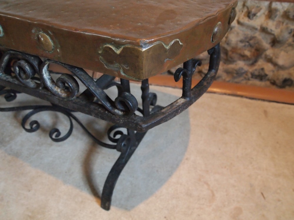 Coffee table Arts and Crafts Copper and cast Iron c1900 View VI