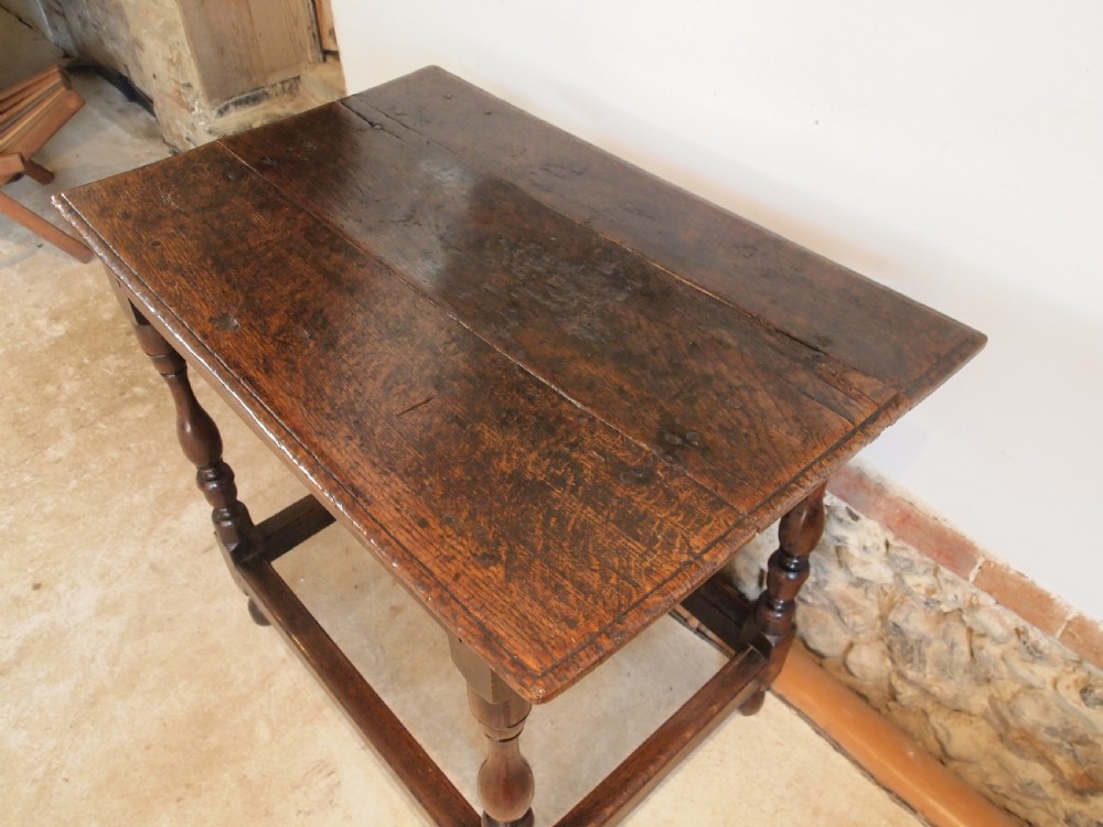 Table Charles II Oak side hall lamp c1680 View IV