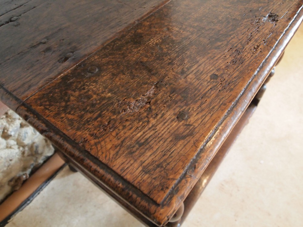 Table Charles II Oak side hall lamp c1680 View X