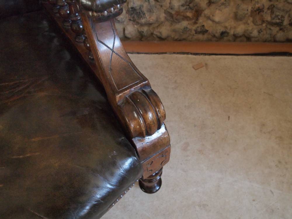 Chair Victorian Leather library armchair c1870 View VI