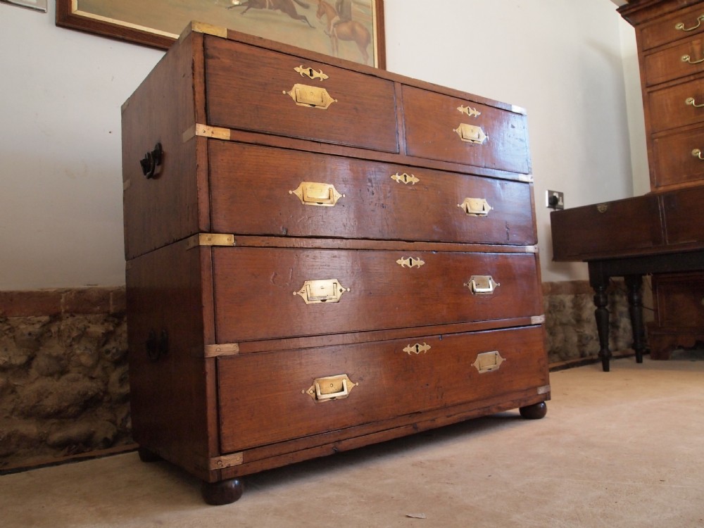 Chest of drawers rare small military campaign chest Teak c1830