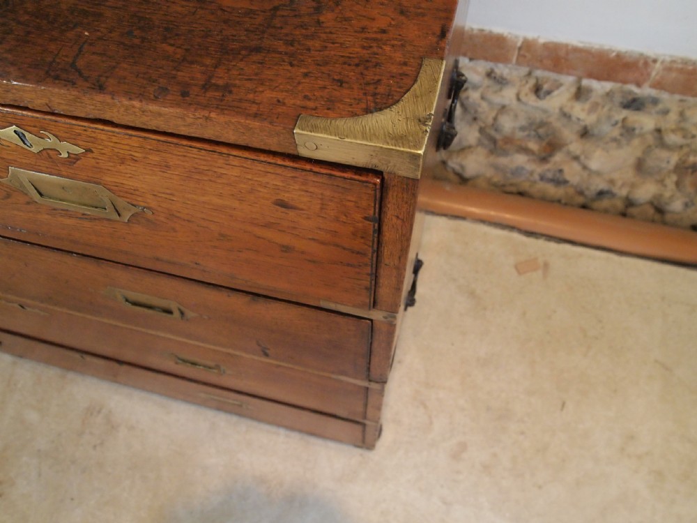 Chest of drawers rare small military campaign chest Teak c1830 View IV