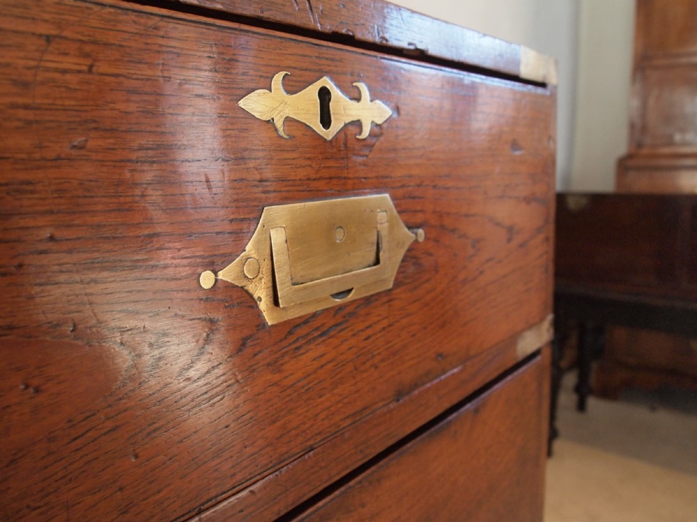 Chest of drawers rare small military campaign chest Teak c1830 View V