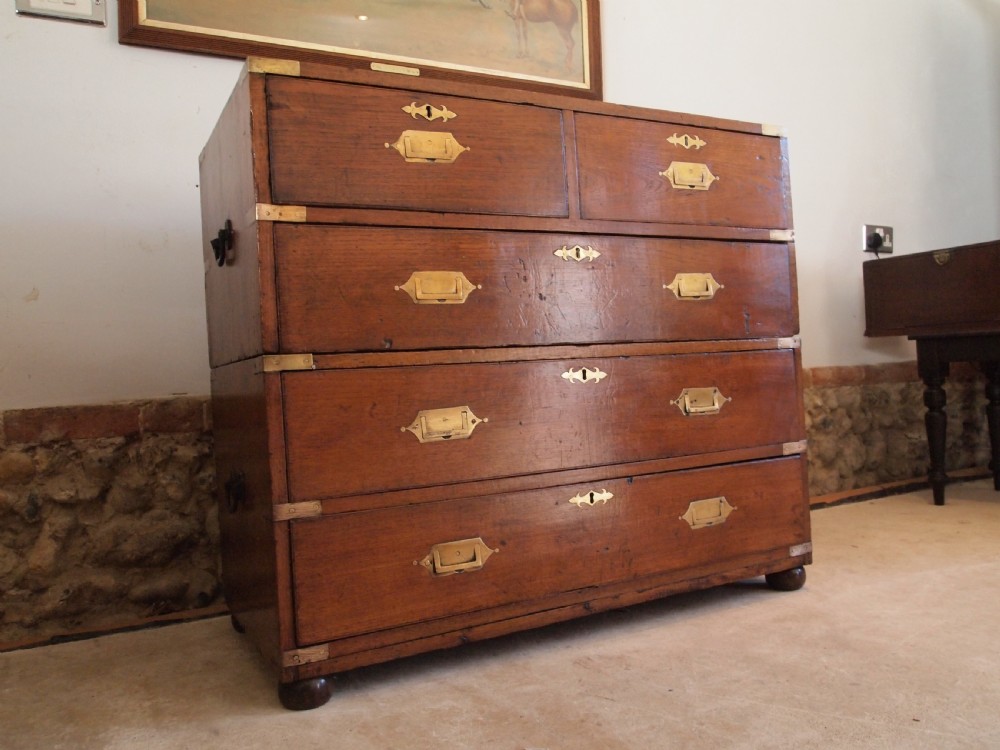 Chest of drawers rare small military campaign chest Teak c1830 View X
