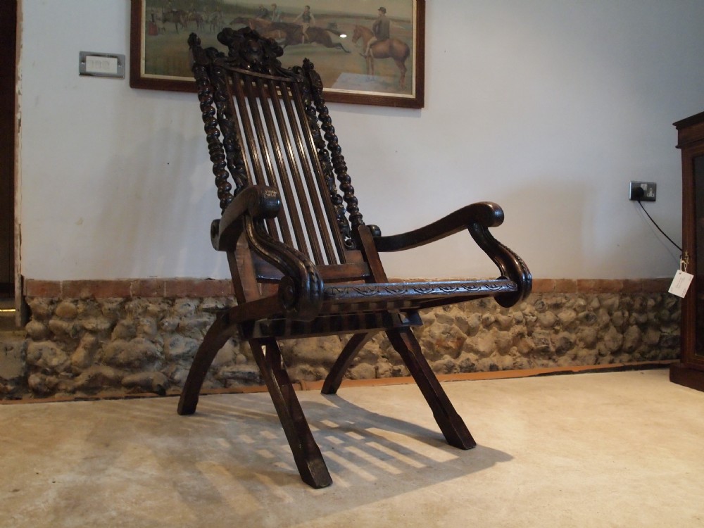 Chair Victorian carved Oak easy chair c1890